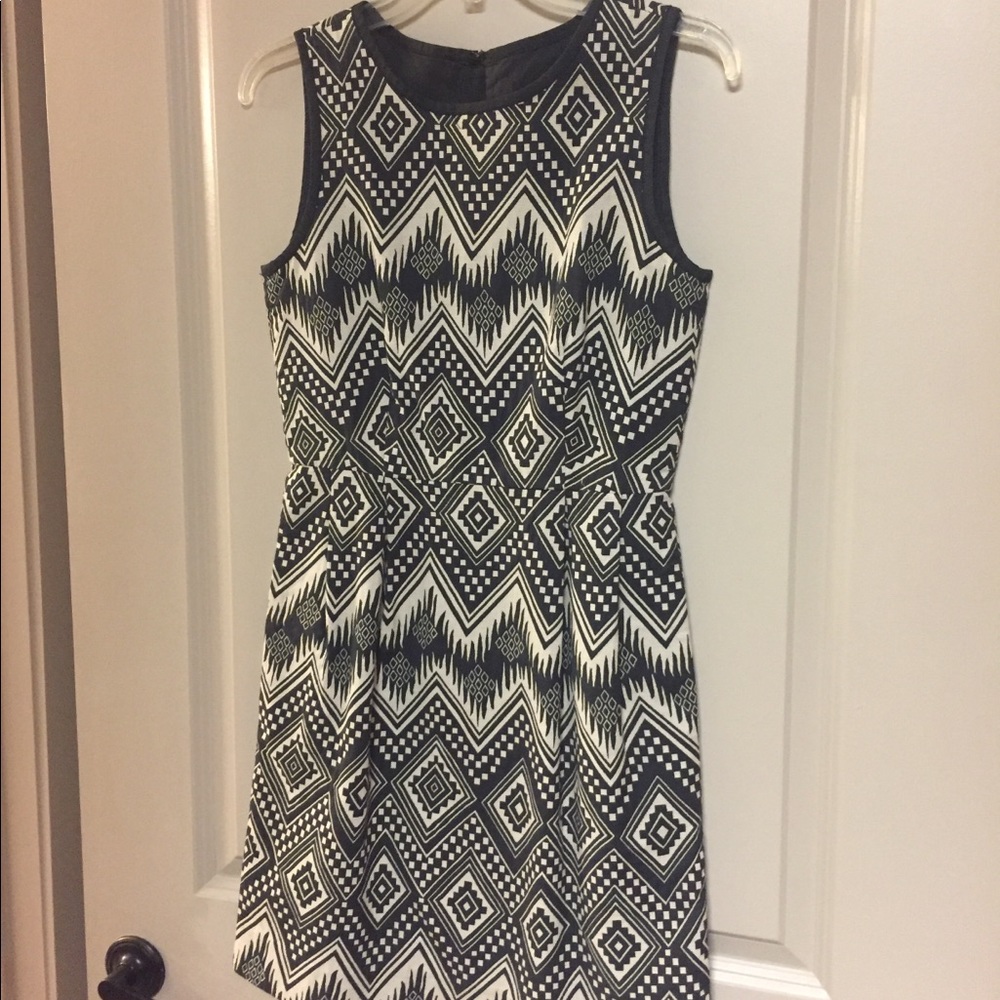 J.Crew Black + White Ikat Print Dress